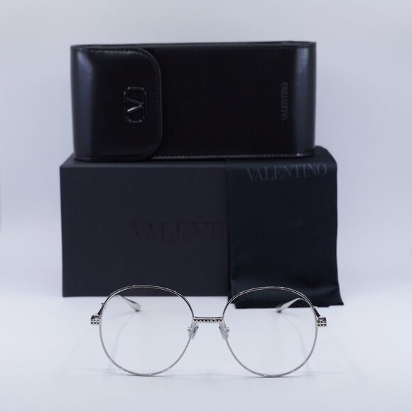 Valentino V-STUD-III VLX-136B Round Eyeglasses 56mm - Silver - Picture 3 of 10